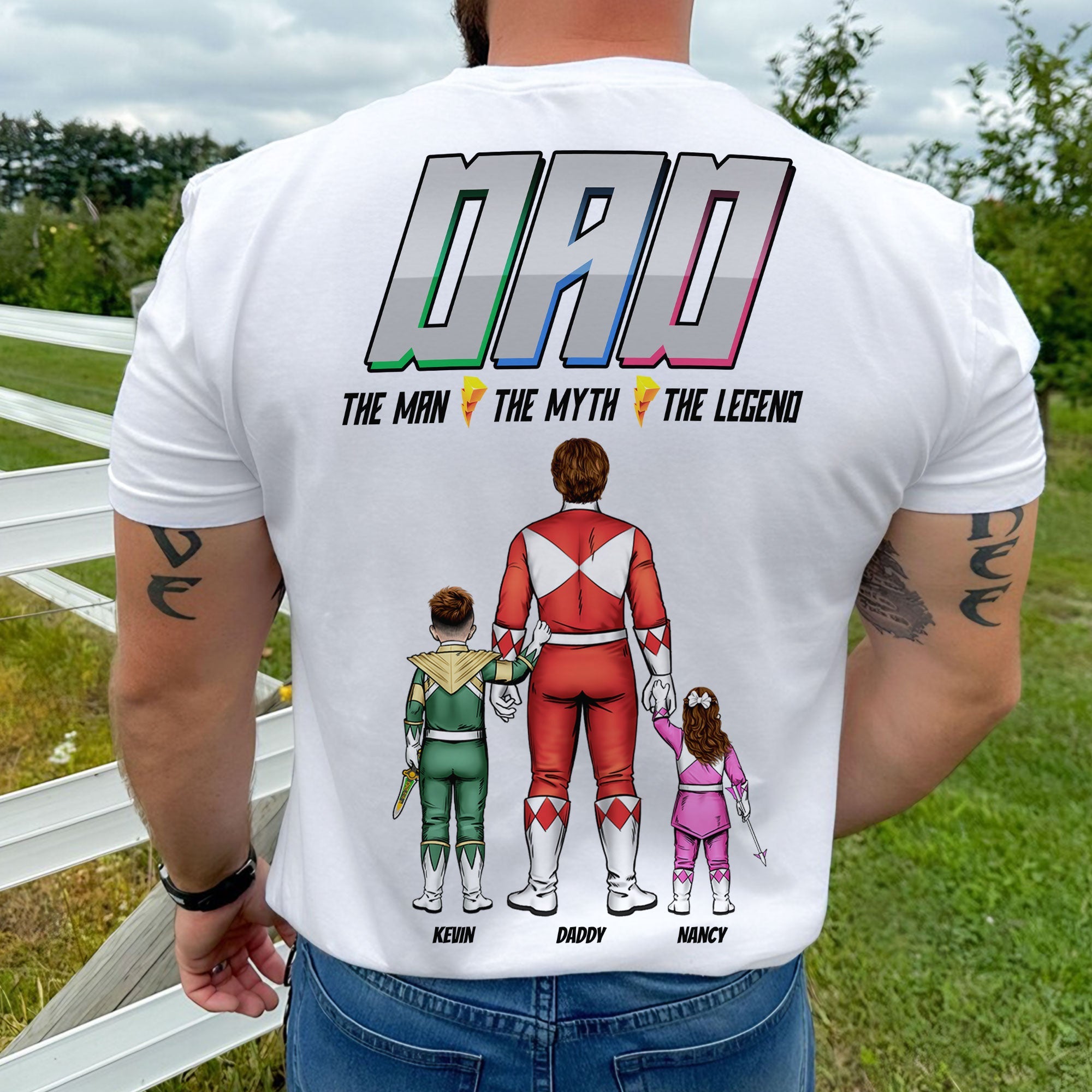 “The Man, The Myth, The Legend” - Power Dad Shirt - Personalized Gifts for Dads, Grandpa, and Father Figures Shirts PopCulturePrints