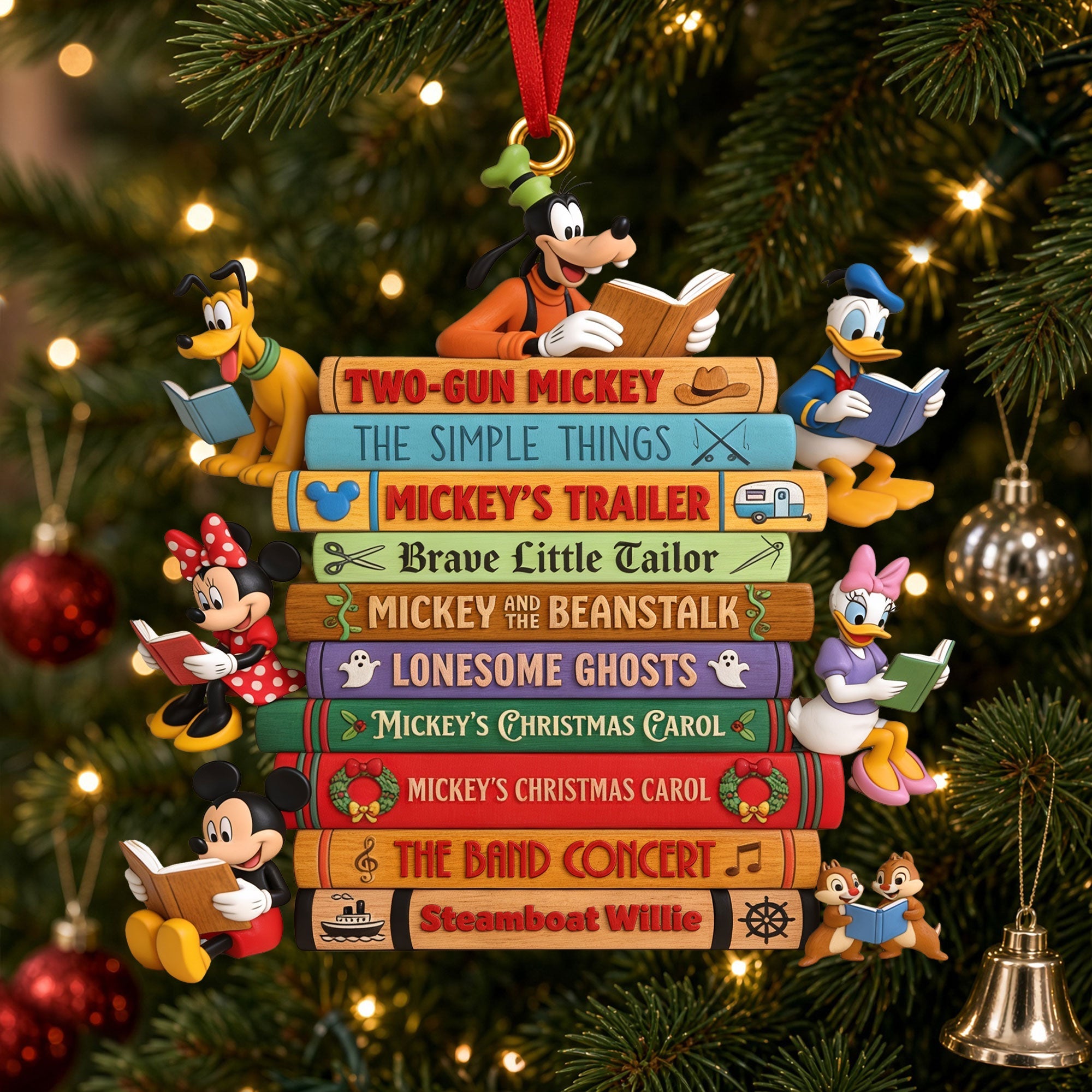 Cherish the Moments: Cartoon Bookstack Ornament - Personalized Gifts for Childhood Christmas