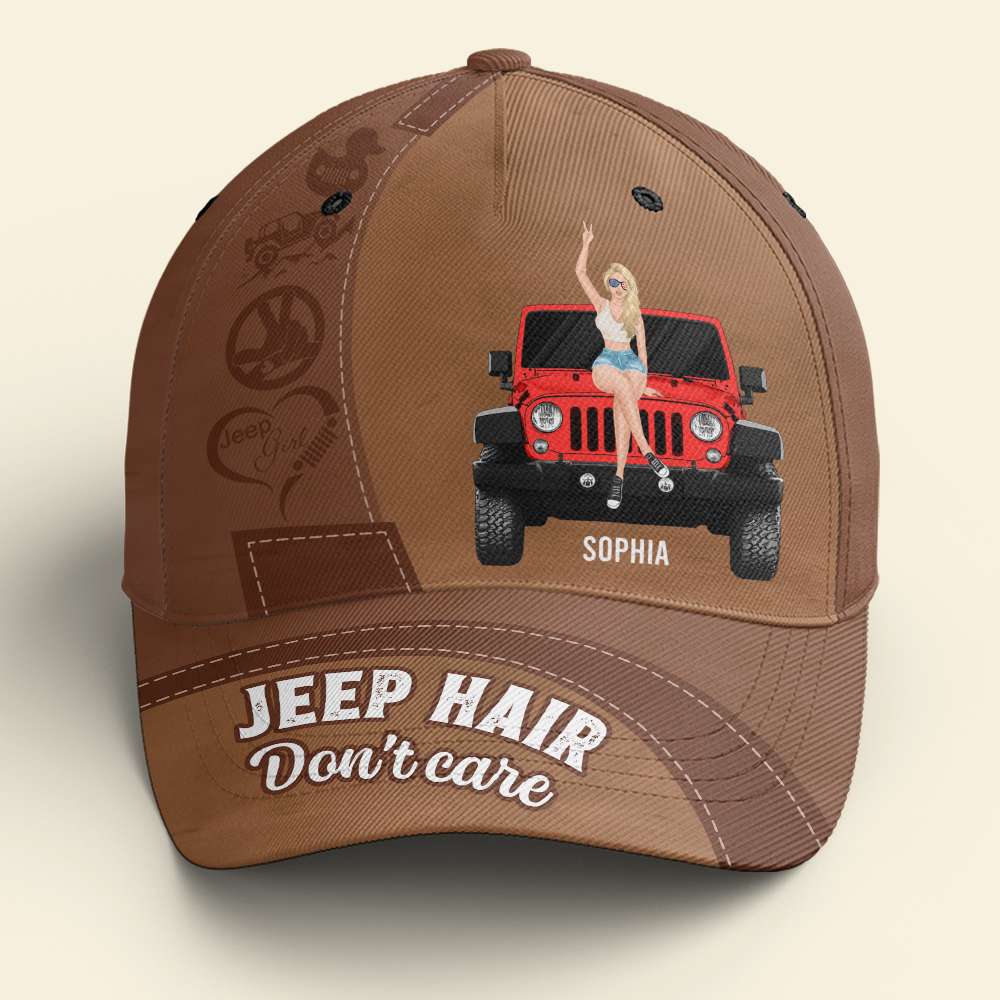 Personalized Jeep Hair Don't Care Cap - Customizable Name and Jeep Design