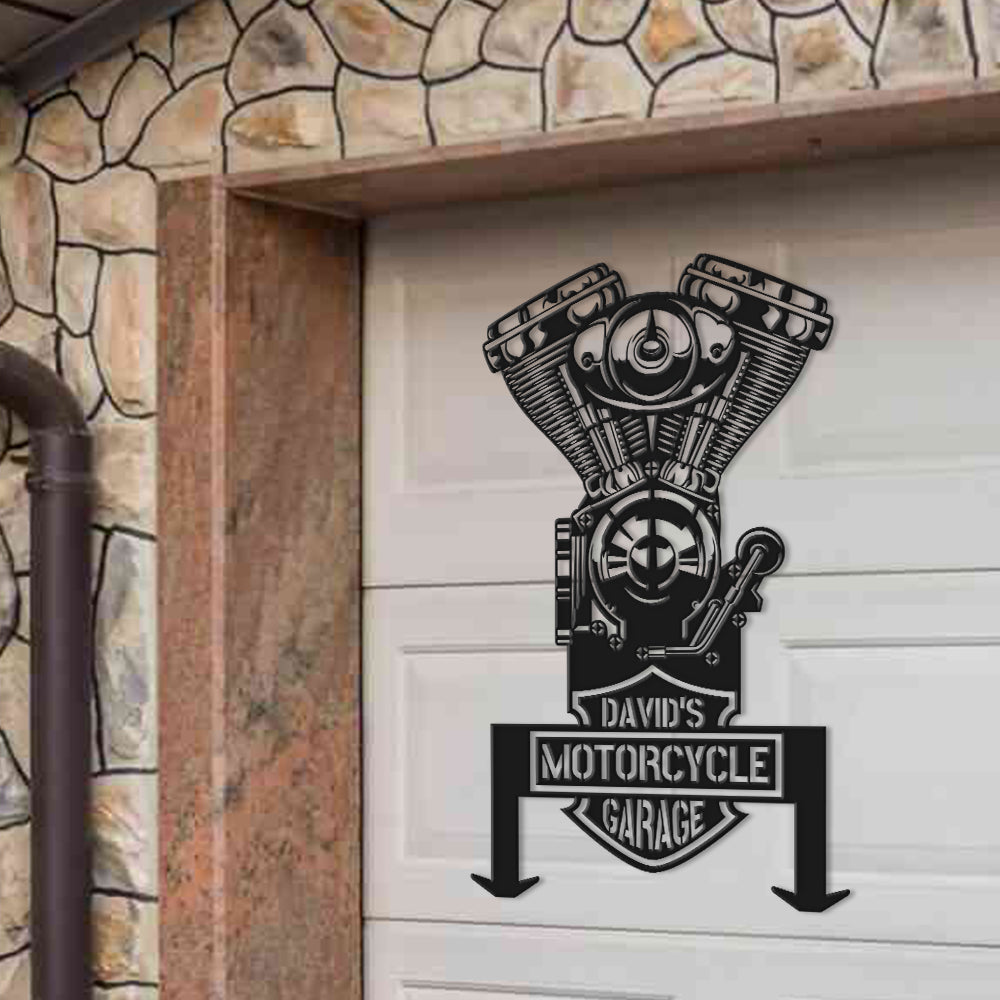 Personalized Metal Wall Art - Motorcycle Engine Design