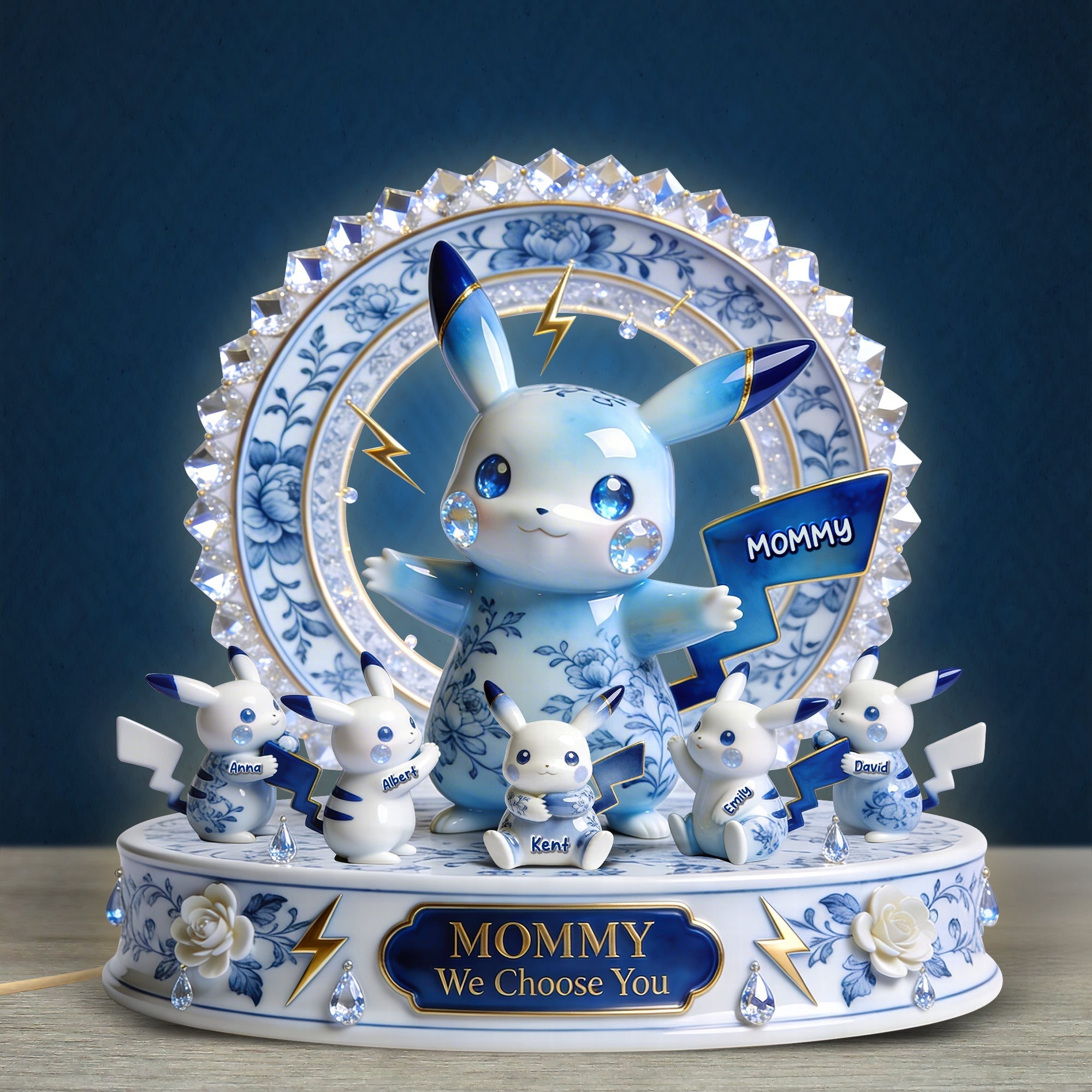 "Mommy, We Choose You!" - Elemental Creatures Toile de Jouy Shape Acrylic Light Box - Personalized Gift for Mom and Grandma Light Box PopCulturePrints
