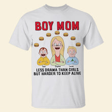 Load image into Gallery viewer, Less Drama, More Fun - Personalized Boy Mom T-Shirt | Perfect Gift for Moms and Grandmas Shirts PopCulturePrints
