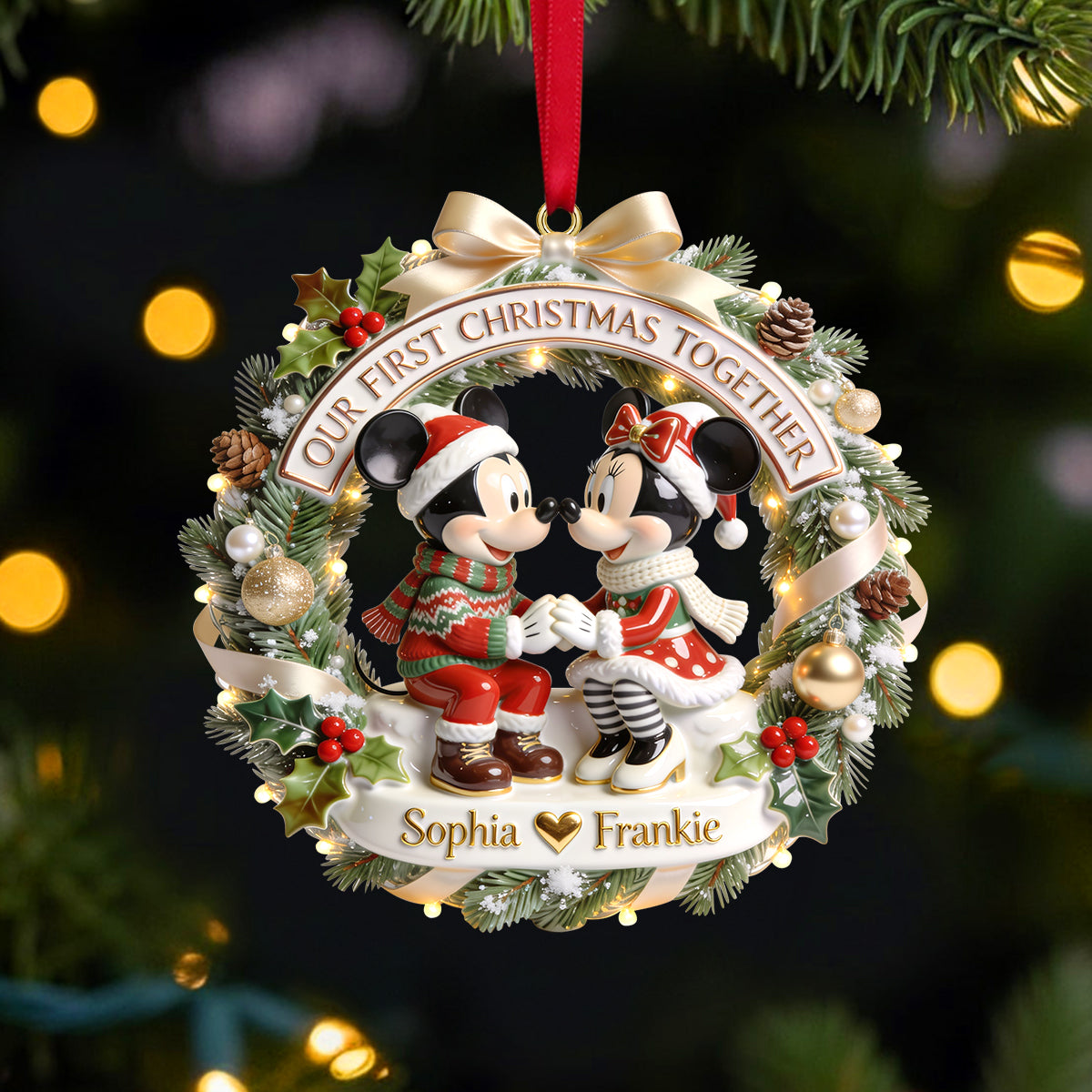 Celebrate Your Love with Our First Christmas Together Ornament - Personalized Gift for Couples Ornament PopCulturePrints