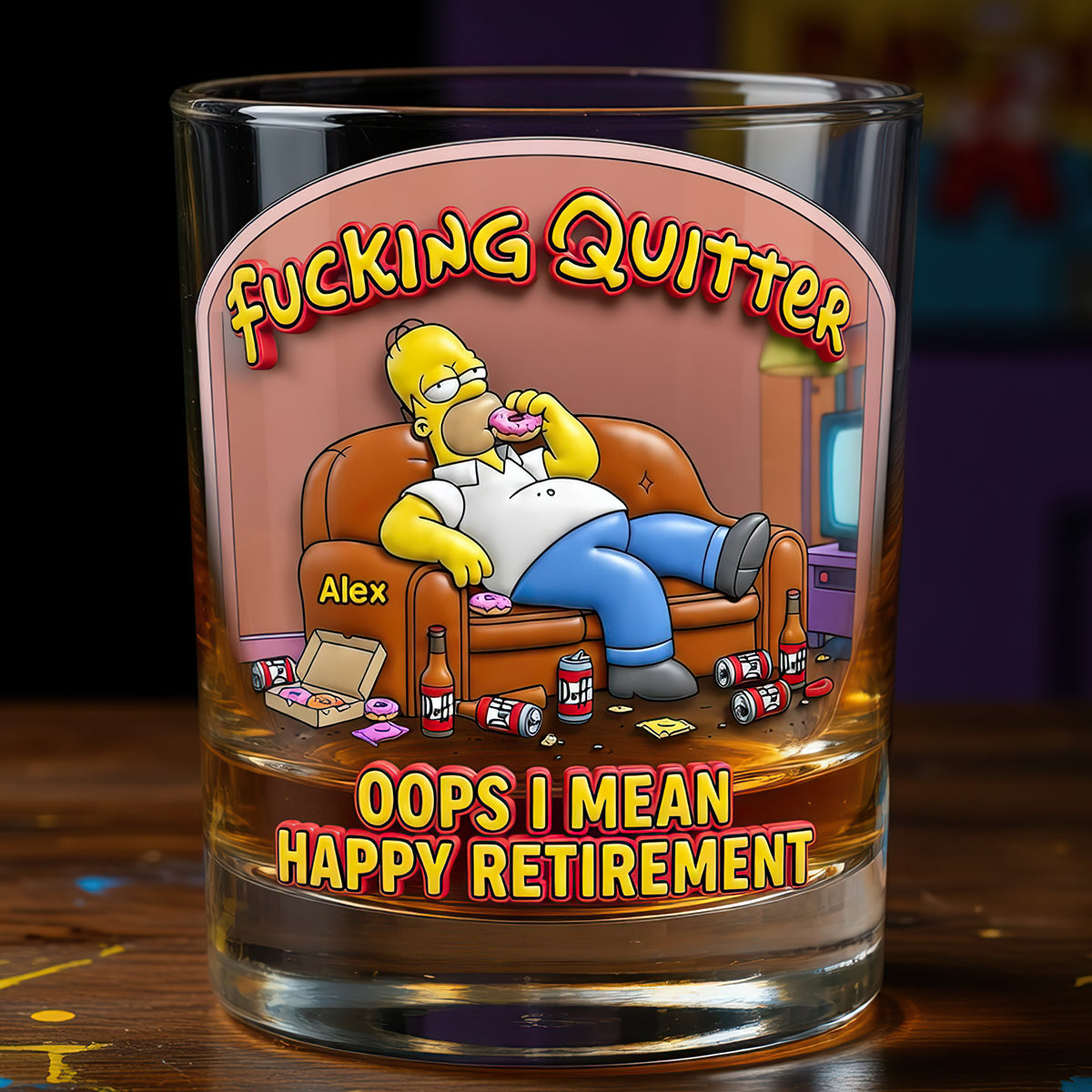 "Cheers to New Adventures" - Personalized Retirement Round Glass - Gift for Retirees, Friends, and Family Glass PopCulturePrints