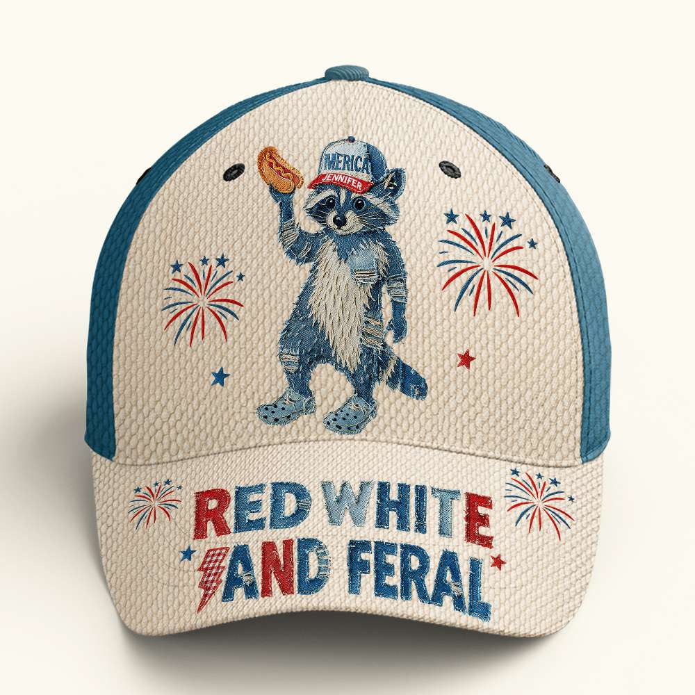 Celebrate Freedom with Independence Racoon Cap - Personalized 4th of July Gift Caps PopCulturePrints