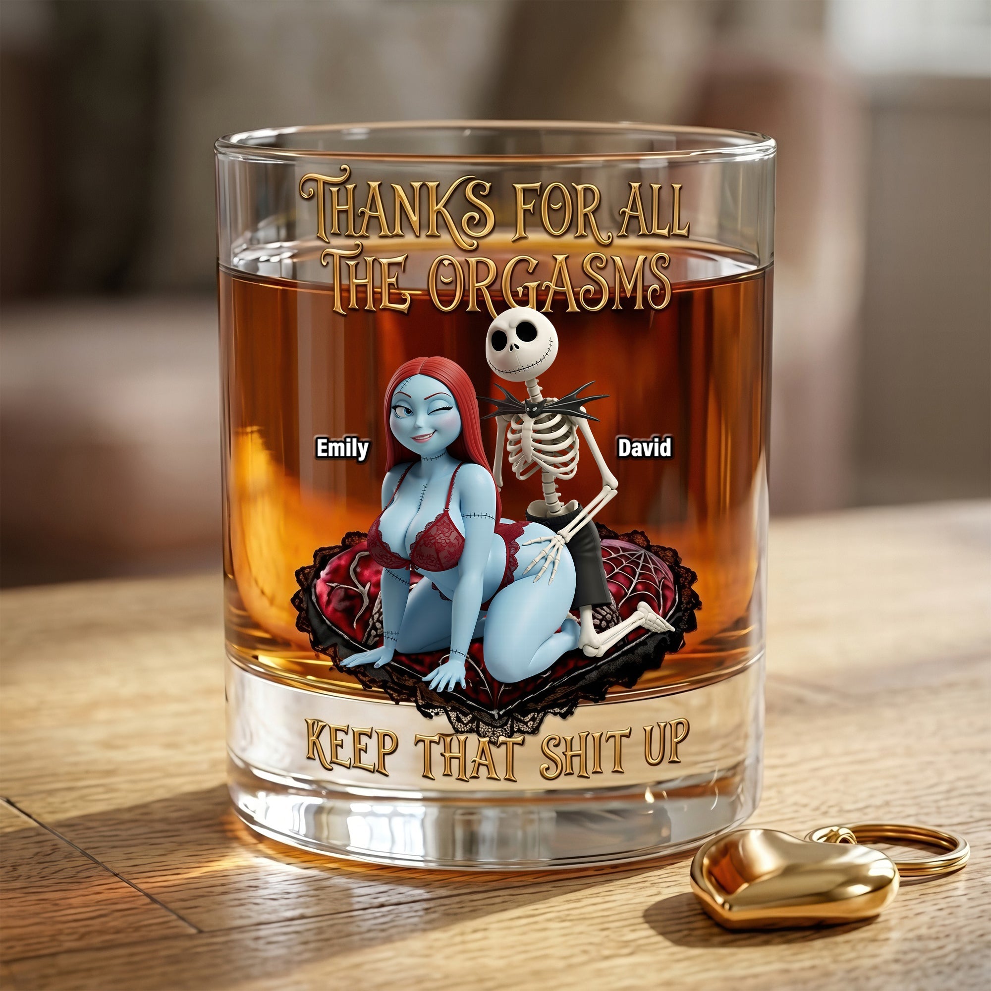 Thanks For All The Orgasms - Cheeky Soulmates Whiskey Glass | Personalized Gift for Couples