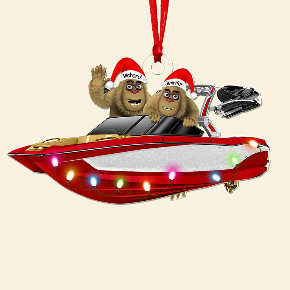 Personalized Bigfoot Wakeboarding Christmas Ornament for Holiday Cheer