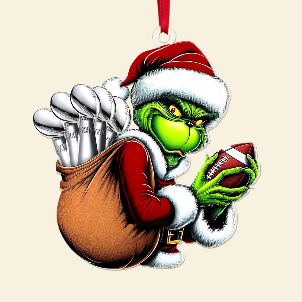 Grinch Style Touchdown Ornament for American Football Fans Ornament PopCulturePrints