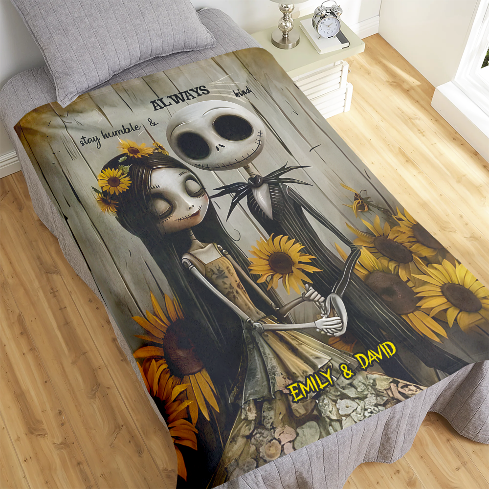 Customized Halloween Couple's Blanket - Stay Humble & Always Kind Design