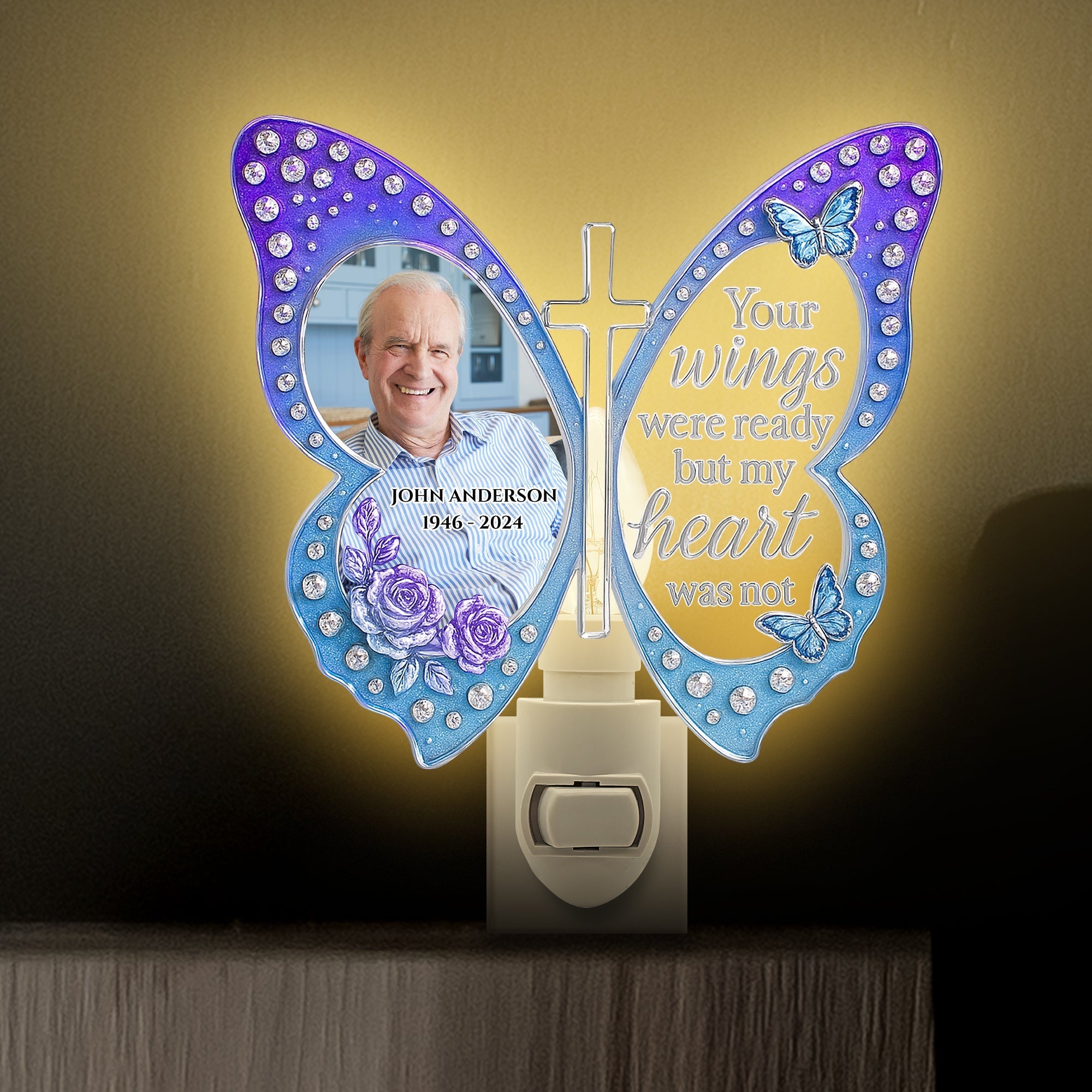 Your Wings Were Ready, But My Heart Was Not - Memorial Heaven Acrylic Night Light - Personalized Gift for Loved Ones Night Light PopCulturePrints
