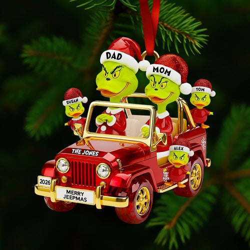 “Family Fun Awaits!” - Personalized Family On Off-road Car Ornament - Custom Gift for Parents, Siblings, and Kids Ornament PopCulturePrints