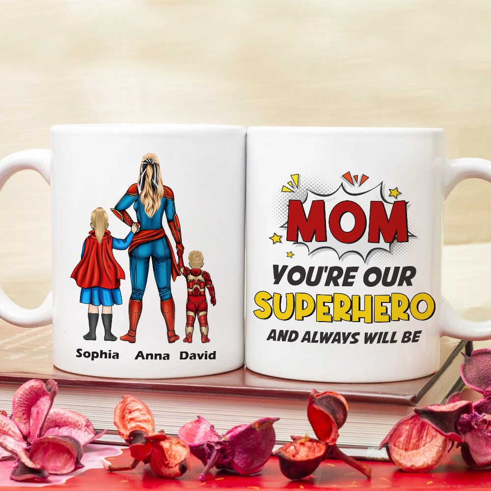 Personalized Superhero Mom Mug - Custom Gift for Mom Coffee Mug PopCulturePrints