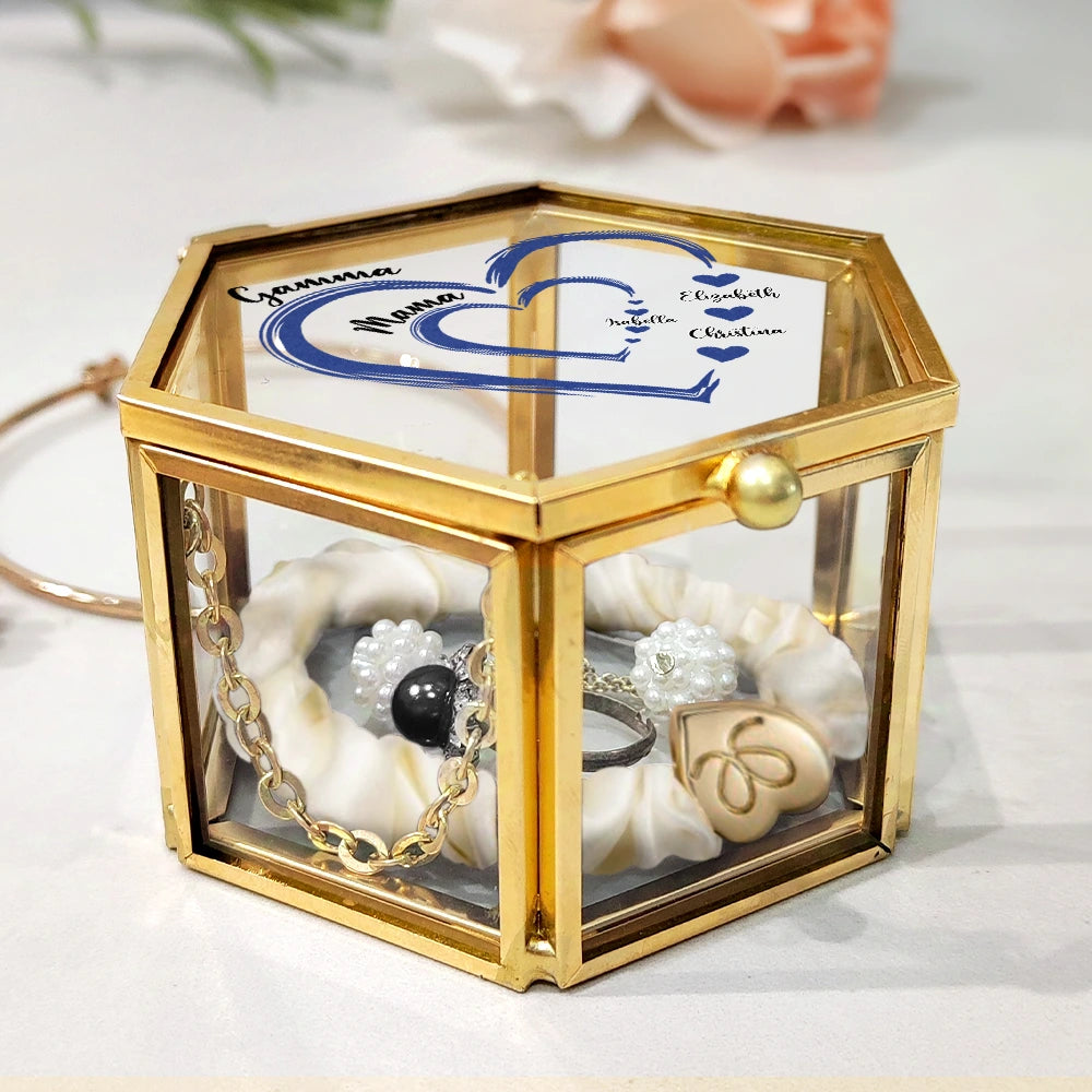 “A Heartfelt Tribute to Love” - Personalized Glass Jewelry Box - Gift for Mom, Grandma, and Loved Ones Jewelry Box PopCulturePrints