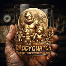 Load image into Gallery viewer, Like A Dad, Just Way More Squatchy - Personalized Round Glass for Dad Glass PopCulturePrints

