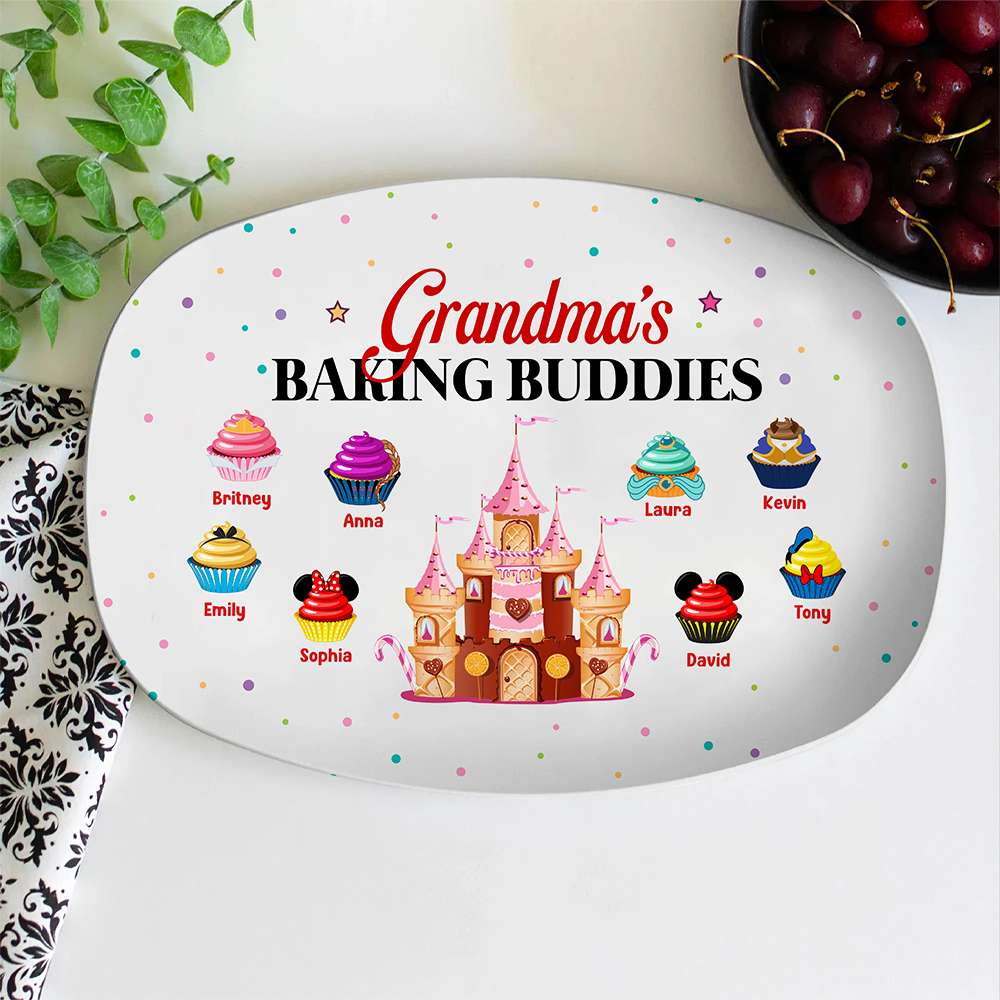 Grandma's Baking Buddies Custom Plate - Personalized Family Cupcake Design Resin Plate PopCulturePrints