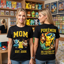 Load image into Gallery viewer, “Celebrating Motherhood with Pokémon Charm” - Personalized Catching Mom Shirt - Custom Gift for Mom, Grandma, and More AOP Products PopCulturePrints
