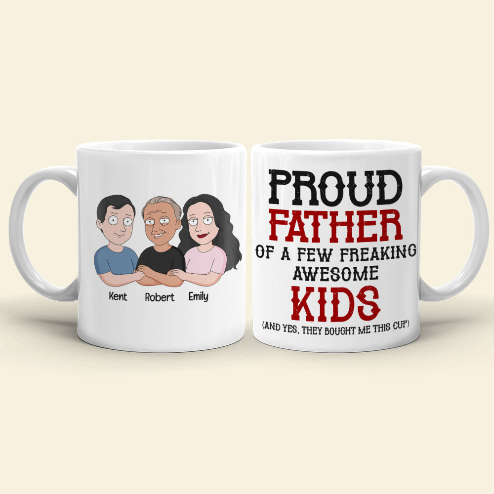 Personalized Proud Father Mug - Gift for Dad with Custom Cartoon Design Coffee Mug PopCulturePrints