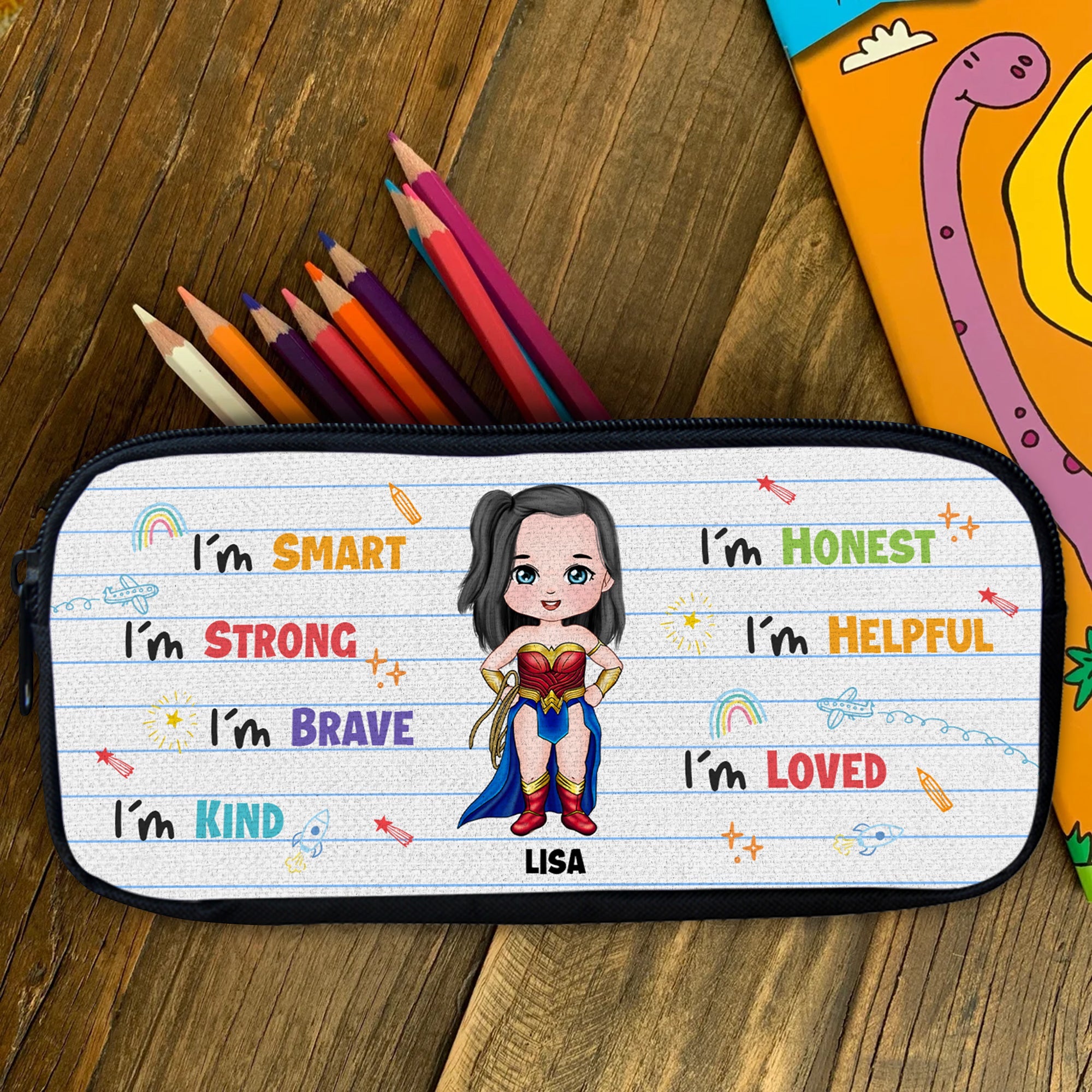 Personalized Superhero Pencil Case for Kids - Custom Name Pencil Case PopCulturePrints