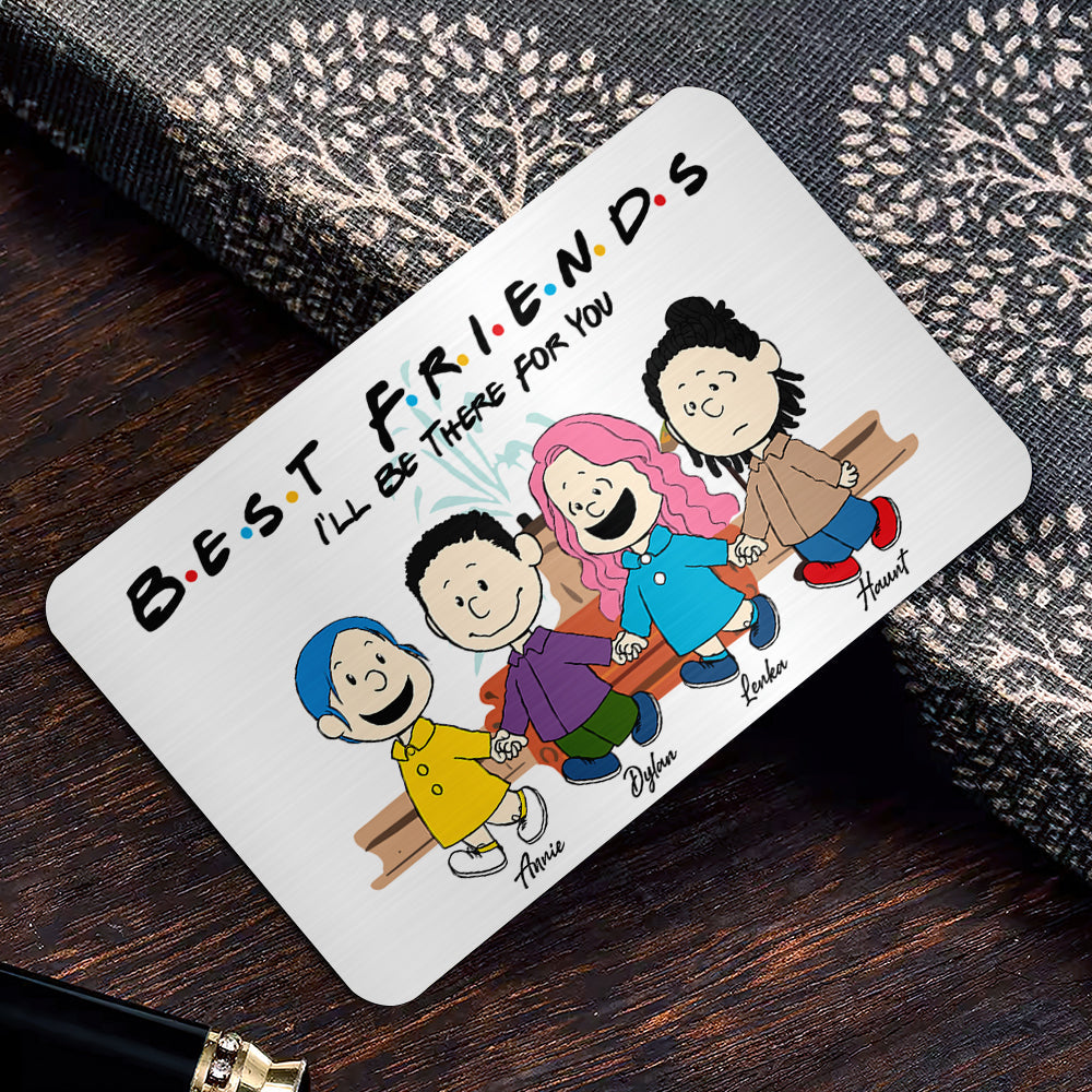 Personalized Aluminum Wallet Card - Cartoon Friends Holding Hands Gift Wallet Card PopCulturePrints