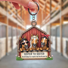 Load image into Gallery viewer, Sister to Sister – Always a Couple of Nuts from the Same Tree - Funny Horse Gang Keychain - Personalized Gift for Your Sisters Keychains PopCulturePrints

