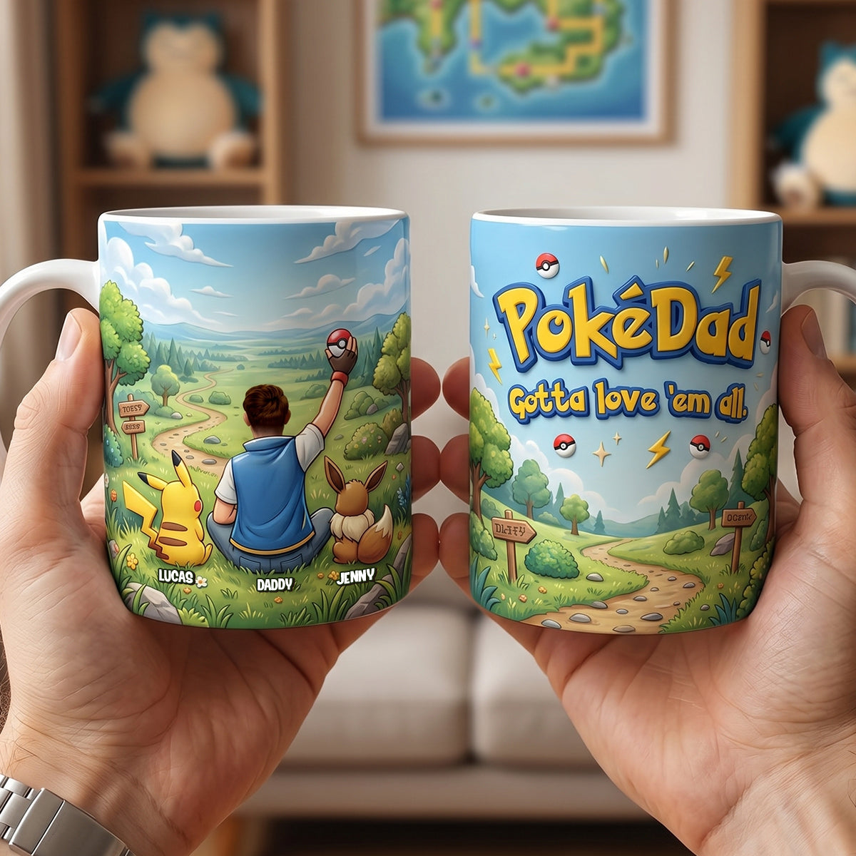 “Adventure Awaits with Your Little Ones” - Personalized Adventure Dad and Kids Coffee Mug - Perfect Gift for Dads and Grandpas Coffee Mug PopCulturePrints