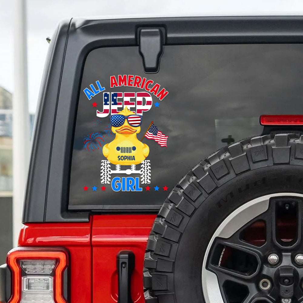 Custom All American Jeep Girl Decal for Car Lovers Decal Sticker PopCulturePrints