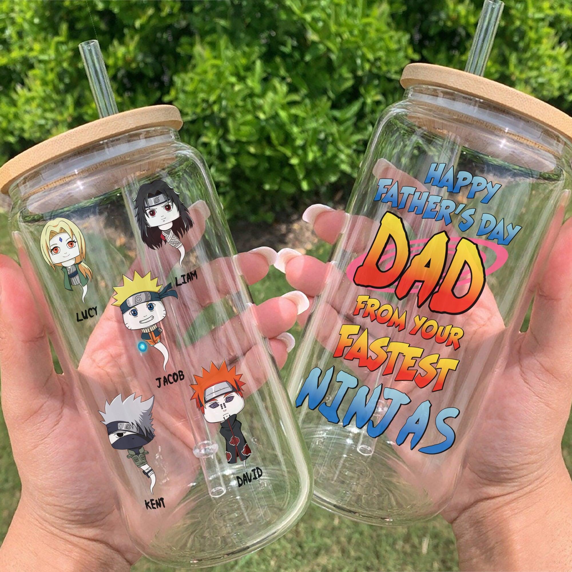 Personalized Ninja Father's Day Glass Can Gift Glass Can PopCulturePrints
