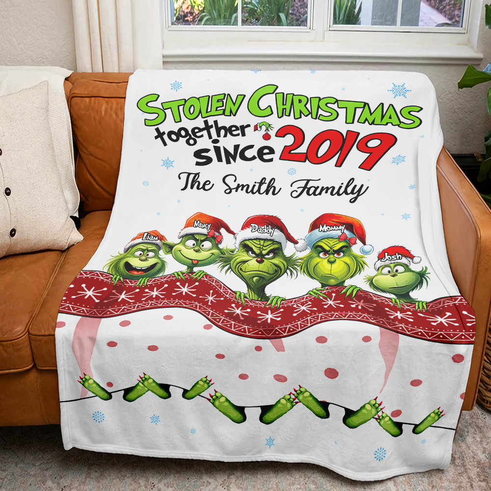 Custom Christmas Family Blanket - Stolen Christmas Together Design