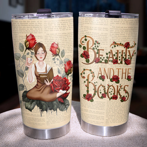 Personalized Beauty and the Books Tumbler for Book Lovers Tumbler Cup PopCulturePrints