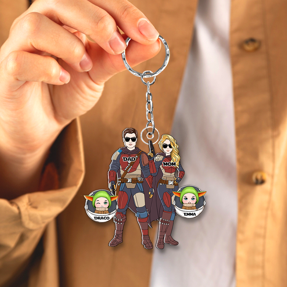Galactic Family Personalized Keychain - Custom Space Adventure Gift Keychains PopCulturePrints
