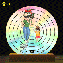 Load image into Gallery viewer, &quot;A Personalized Touch of Love - Turban Grandma Decorative Vinyl Record With Grandkids - Custom Gift for Grandma, Mom &amp; Kids&quot; 3D Led Light PopCulturePrints
