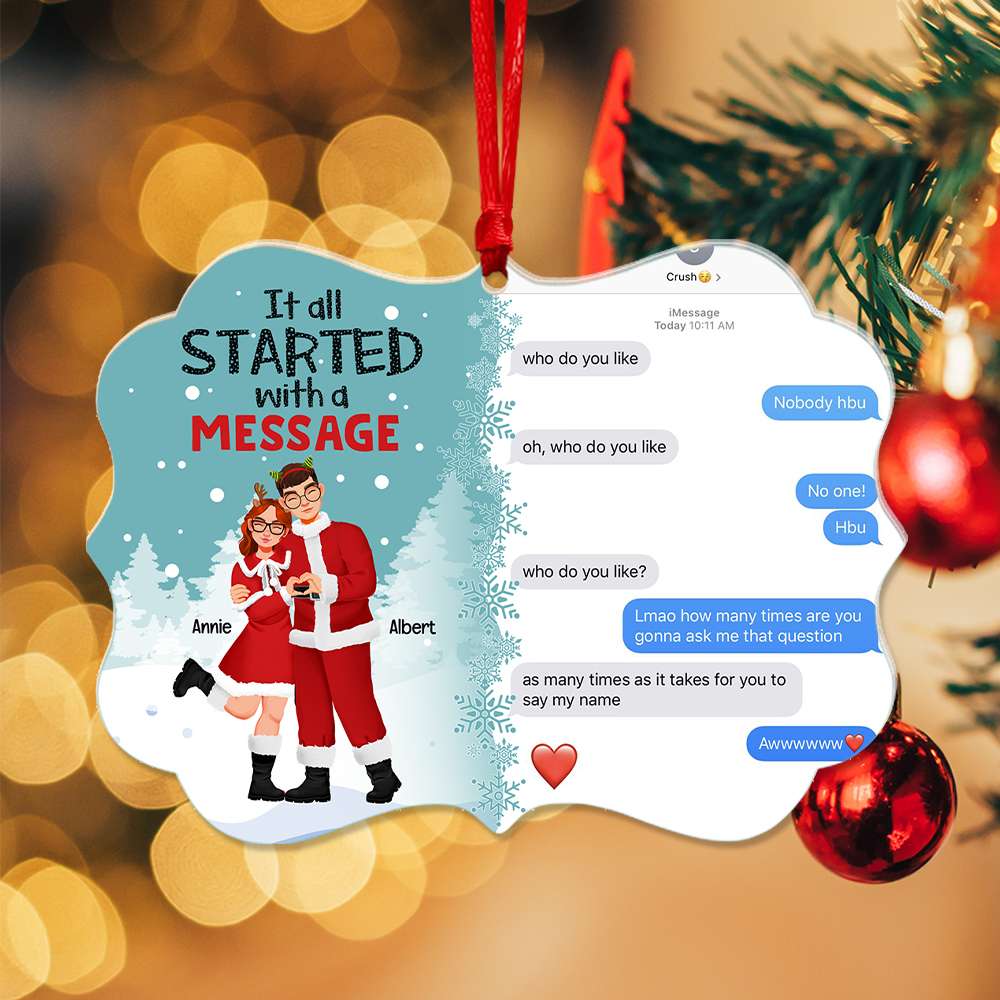 Personalized Couple Christmas Ornament - Love Message Gift & Valentine's Day Gifts Ornament PopCulturePrints