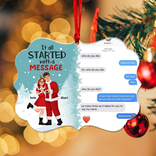 Personalized Couple Christmas Ornament - Love Message Gift & Valentine's Day Gifts Ornament PopCulturePrints