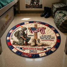 Load image into Gallery viewer, In This House We Stand for the Flag - Proud Military House Quilted Round Rug - Personalized Gift for Veterans Doormat PopCulturePrints
