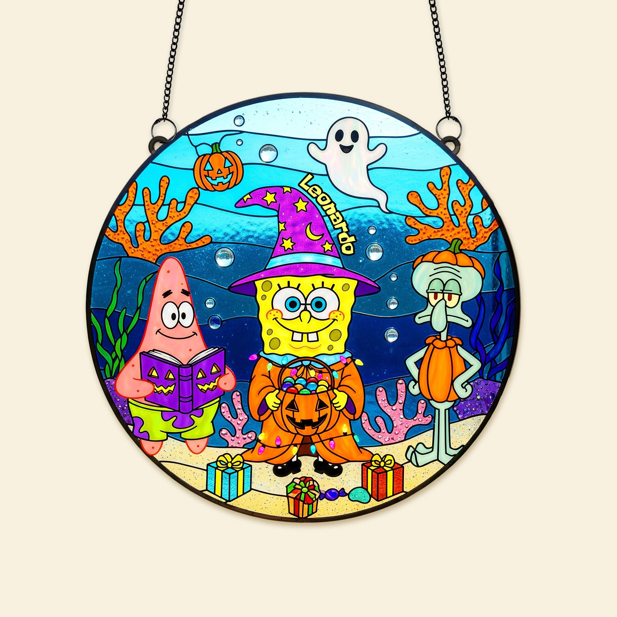 “Have a Spooky Day!” - Personalized Halloween Suncatcher Ornament - Custom Gift for Kids, Friends, Family, and Halloween Enthusiasts Ornament PopCulturePrints