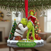 Load image into Gallery viewer, Cheeky Kisses Couple Acrylic Ornament - Personalized Gift for Fun-Loving Couples Ornament PopCulturePrints
