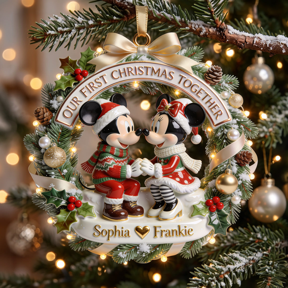Celebrate Your Love with Our First Christmas Together Ornament - Personalized Gift for Couples Ornament PopCulturePrints