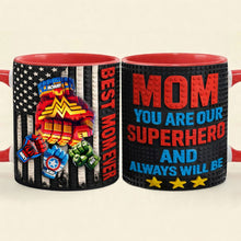 Load image into Gallery viewer, “Mom, You Are Our Superhero!” - Personalized Coffee Mug for Mother's Day Coffee Mug PopCulturePrints
