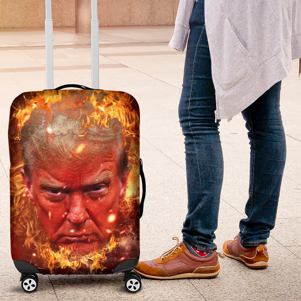 Fiery Presidential Face Luggage Cover - Trump Edition