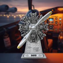 Load image into Gallery viewer, Captain Steel Wings: Personalize Your Own Radial Airplane Engine Acrylic Plaque - A One-of-a-Kind Gift for Pilots and Aviation Enthusiasts Shaped Plaques PopCulturePrints
