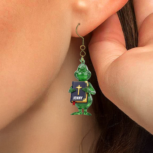 Let Your Faith Shine: Green Monster Personalized Acrylic Earrings - Custom Gift for Jesus Lovers Earrings PopCulturePrints