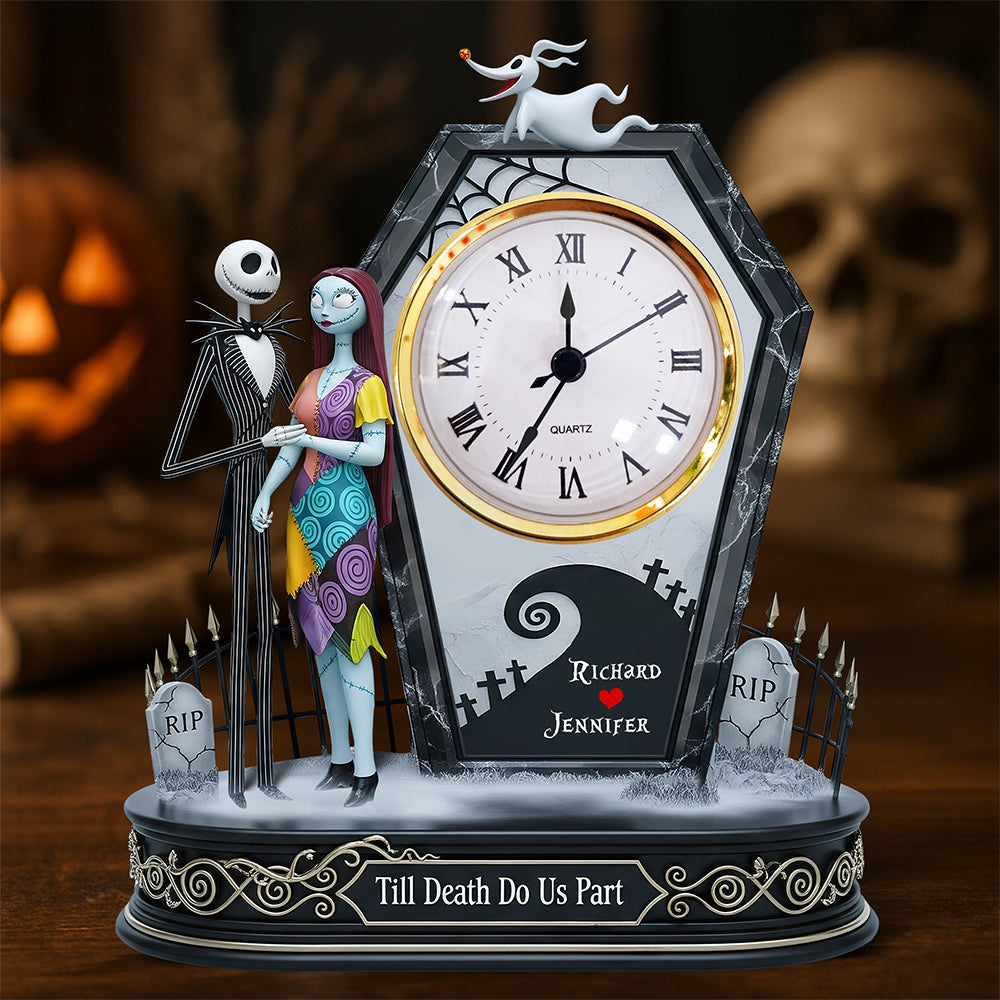 Till Death Do Us Part - Spooky Couple Desk Clock Plaque - Personalized Gifts for Couples Clock Plaques PopCulturePrints