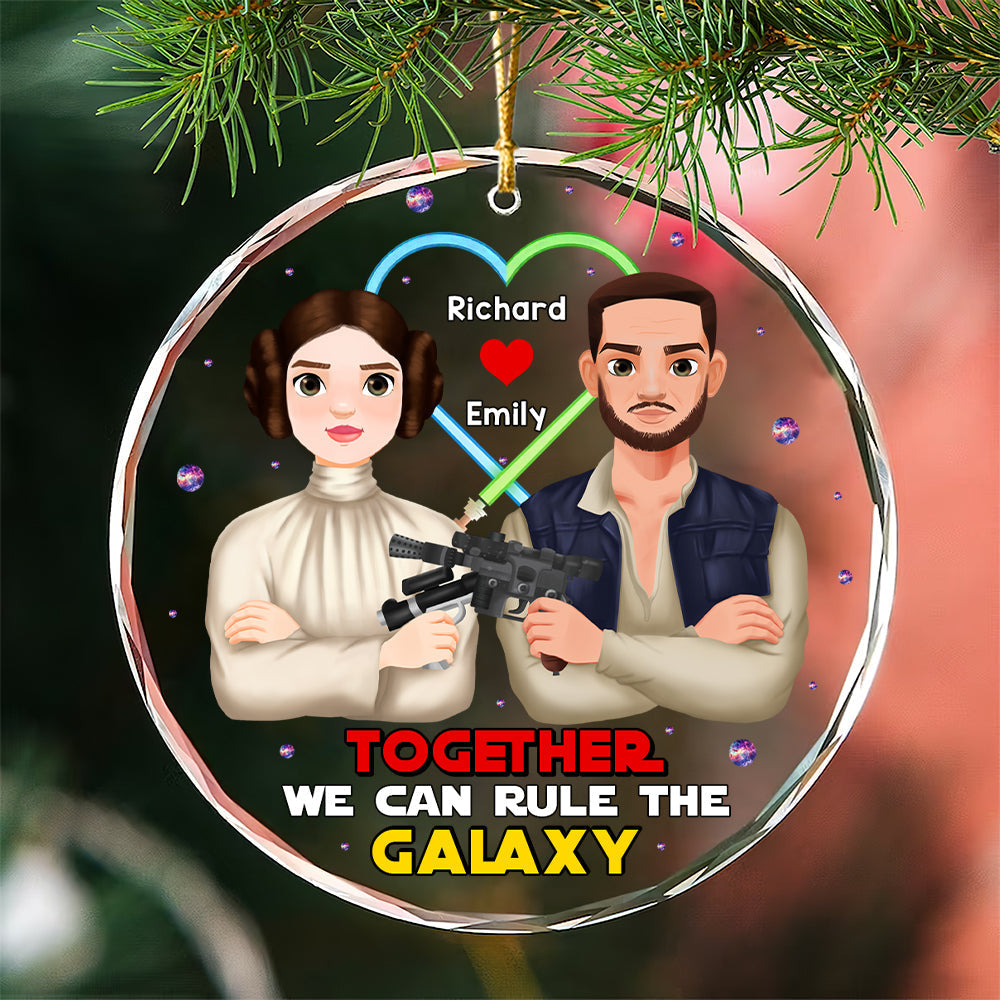 Personalized Galactic Couple Crystal Ornament - Perfect Valentine's Day Gifts for Sci-Fi Lovers Ornament PopCulturePrints