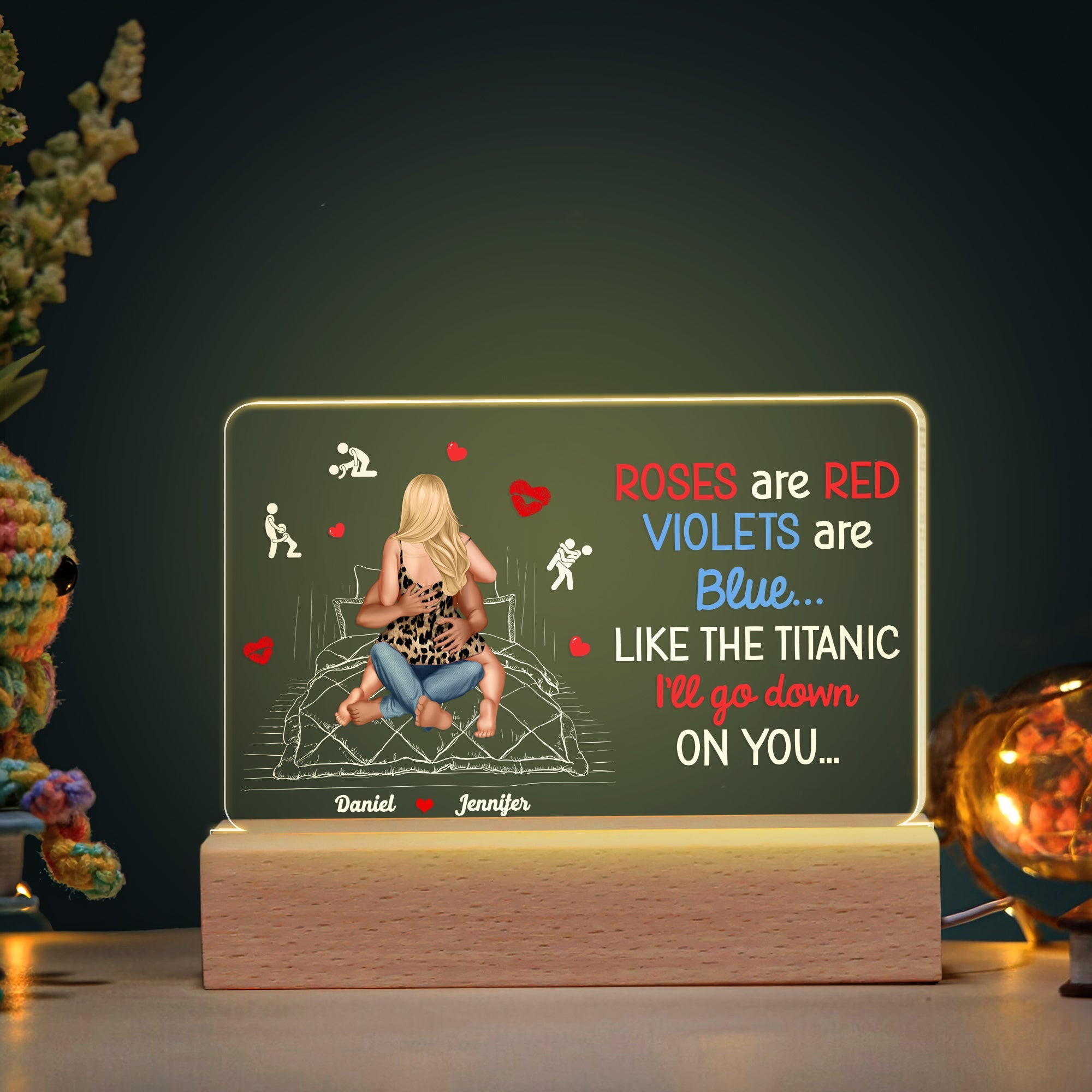 Personalized LED Light - Roses Are Red for Couples Led Night Light PopCulturePrints