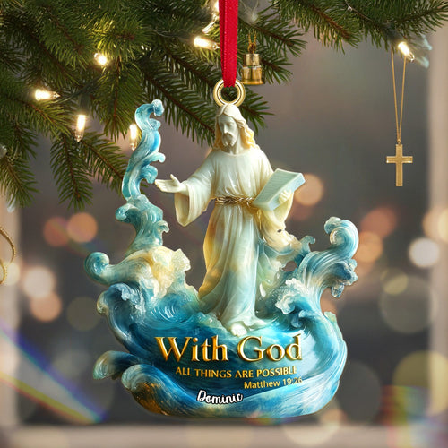 With God, All Things Are Possible - Personalized Acrylic Ornament for Christmas Ornament PopCulturePrints
