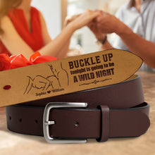 Load image into Gallery viewer, Personalized Leather Belt for Couples - Buckle Up for a Wild Night Belts PopCulturePrints

