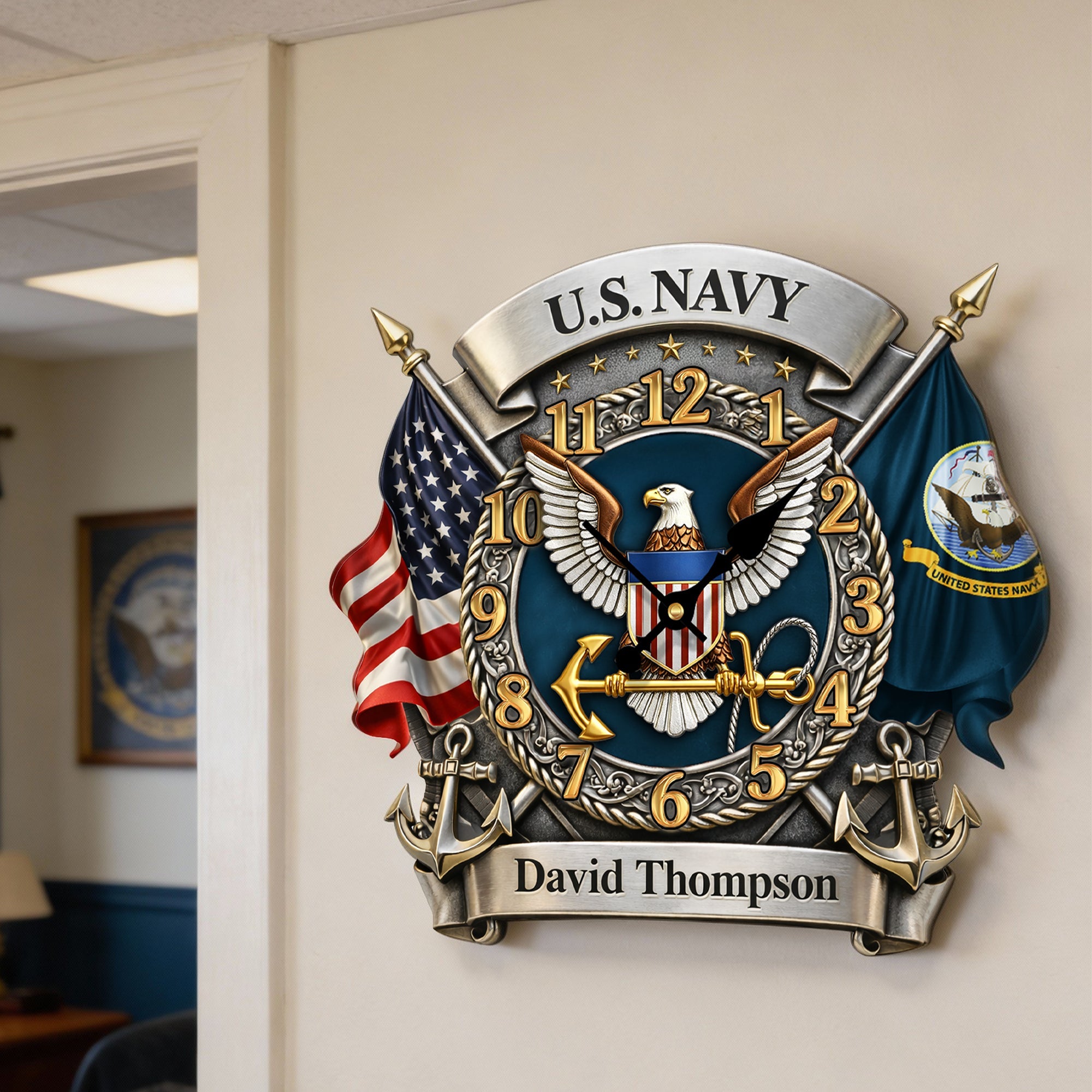 Honor The Past - Custom Veteran Wall Clock - Perfect Gift for Military Heroes Hanging Wall Clock PopCulturePrints