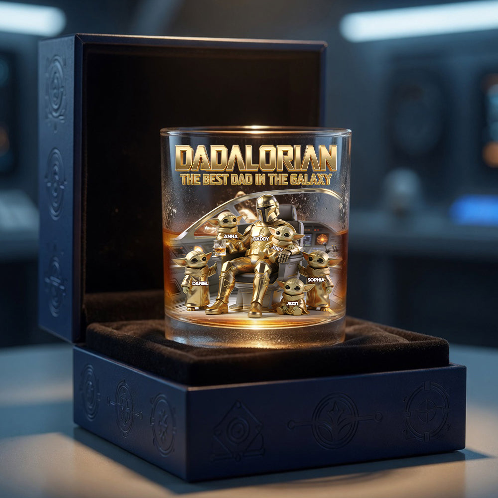 "The Best Dad in the Galaxy" - Legendary Space Dad Round Glass - Personalized Gift for Dads, Grandpas, and More Glass PopCulturePrints