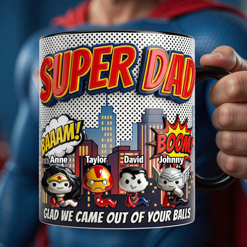 “Super Dad – A Hero in Every Sip!” - Funny Hero Sperm Magic Coffee Mug - Personalized Gifts for Dad Coffee Mug PopCulturePrints