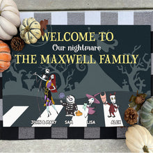 Load image into Gallery viewer, Custom Halloween Family Doormat - Welcome to Our Nightmare
